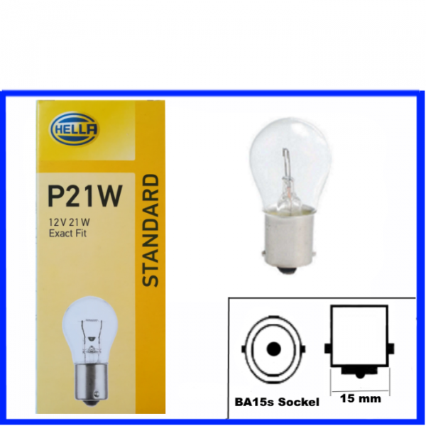 Hella 12V 21W P21W BA15s Glühlampe Glühbirne Lampe Kugellampe - Glühl