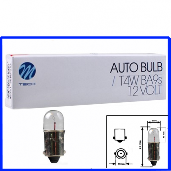 M-Tech Kugellampe 12V 4W BA9s T4W