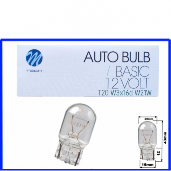 12 Volt 21 Watt T20 W21W W3x16d M-Tech Glassockellampe