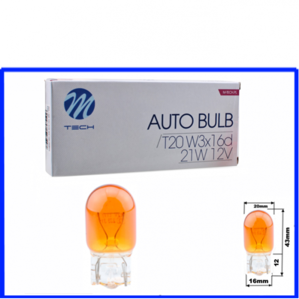 12 Volt 21 Watt WY21W T20 amber M-Tech Glassockellampe