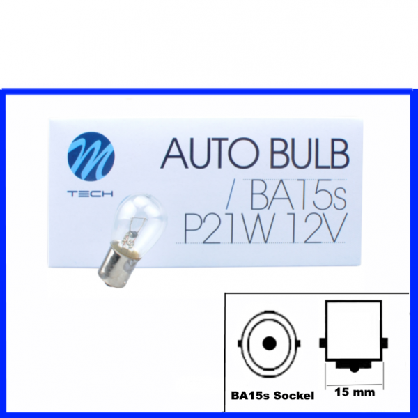 M-Tech Kugellampe 12 Volt 21 Watt P21W BA15s