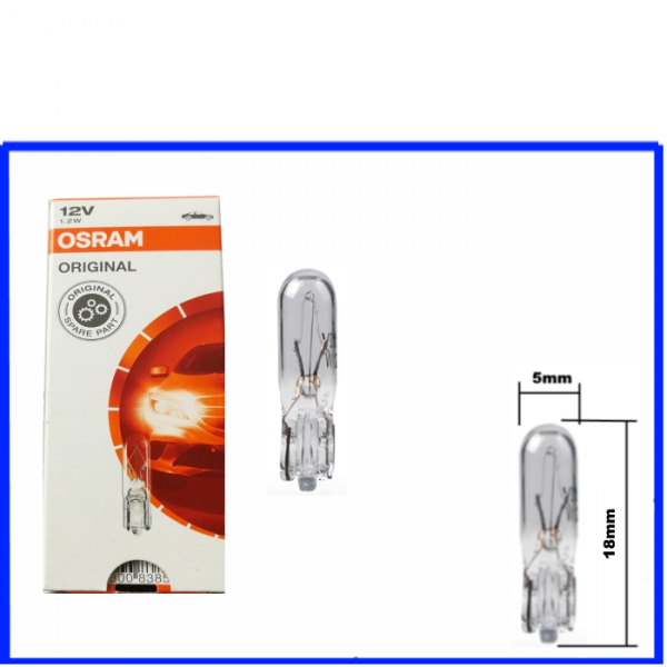 Osram Glassockellampe 12 Volt 1,2 Watt T5 W2x4,6d