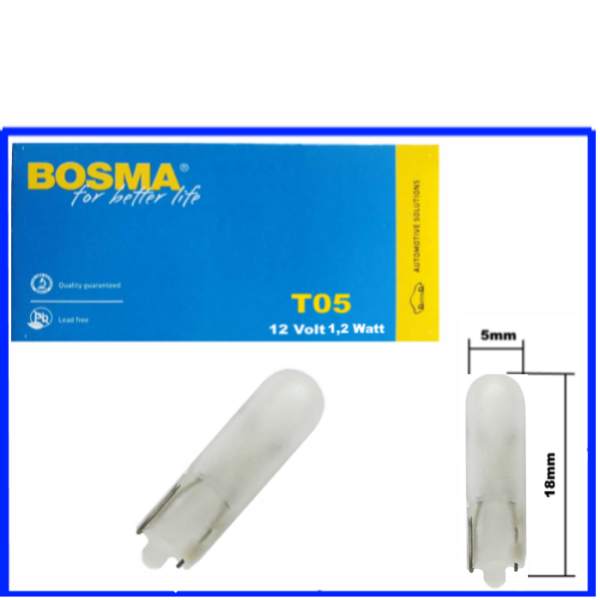 Bosma Glassockellampe 12 Volt 1,2 Watt T5 Frosted