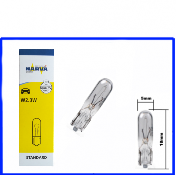 Narva Glassockellampe 12 Volt 2,3 Watt T5 W2x4,6d W2,3W