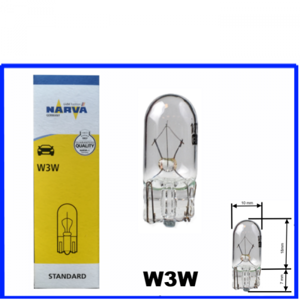 Narva Glassockellampe 12 Volt 3 Watt W3W T10 W2,1x9,5d