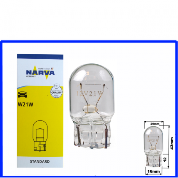 12 Volt 21 Watt T20 W21W W3x16d Narva Glassockellampe