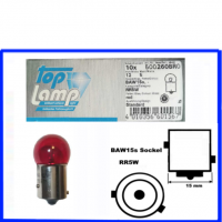TopLamp Kugellampe 12 Volt 5 Watt  BAW15s RR5W  ROT