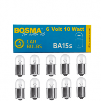 10 Stück Bosma Kugellampe 6 Volt 10 Watt BA15s R10W