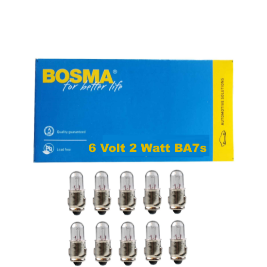 10 Stück Bosma Kugellampe 6 Volt 2 Watt BA7s