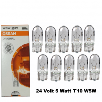 10 Stück Osram Glassockellampe 24 Volt 5 Watt W5W...