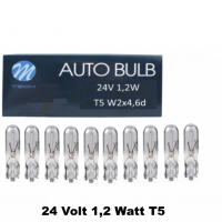 10 Stück M-Tech Glassockellampe 24 Volt 1,2 Watt T5...