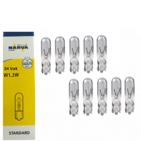 10 Stück Narva Glassockellampe 24 Volt 1,2 Watt T5...