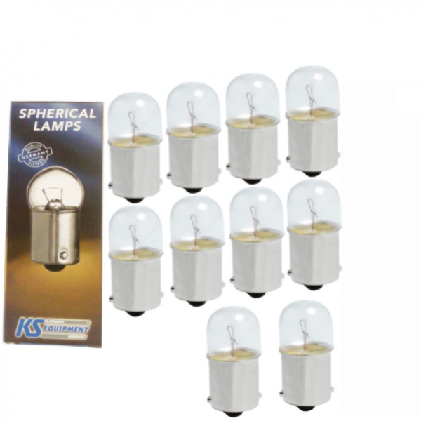 10 Stück KS Equipment Kugellampe 12 Volt 10 Watt BA15s R10W