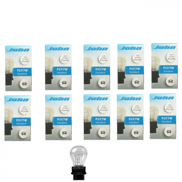 10 Stück Jahn Glassockellampe 12 Volt 27/7 Watt P27/7W W2,5x16q