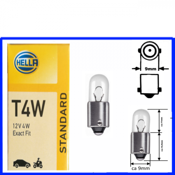 Hella Kugellampe 12 Volt 4 Watt BA9s T4W