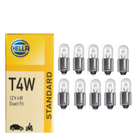 10 Stück Hella Kugellampe 12 Volt 4 Watt BA9s T4W