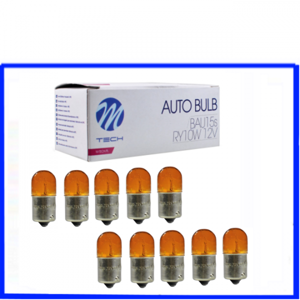 10 Stück M-Tech Kugellampe 12 Volt 10 Watt BAU15s RY10W  amber orange
