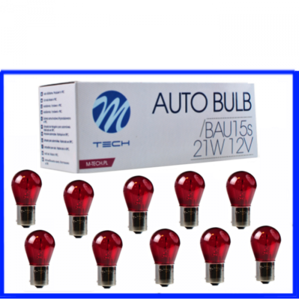 10 Stück M-Tech Kugellampe 12 Volt 21 Watt PR21W BAU15s ROT