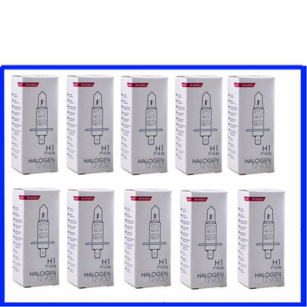 10 Stück M-Tech Halogenlampe H1 12 Volt 55 Watt P14,5s