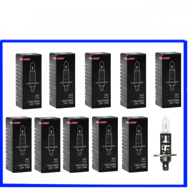 10 Stück M-Tech Halogenlampe H1 24 Volt 70 Watt P14,5s